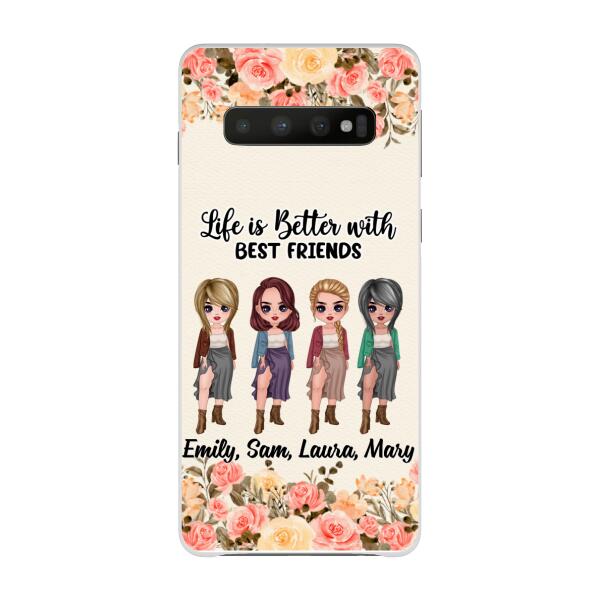 Personalized Phone Case, Up To 4 Girls, Gift For Best Friends, Sisters, Life Is Better With Best Friends