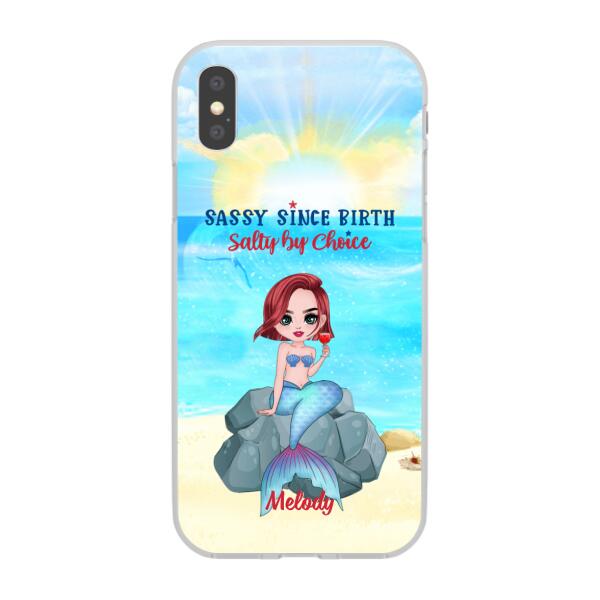 Personalized Phone Case, Gift For Mermaid Fans, Drinking Mermaid, Sassy Since Birth Salty By Choice