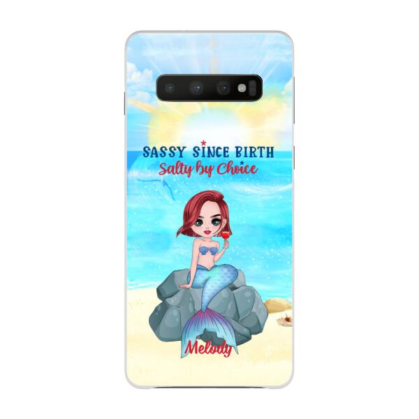 Personalized Phone Case, Gift For Mermaid Fans, Drinking Mermaid, Sassy Since Birth Salty By Choice