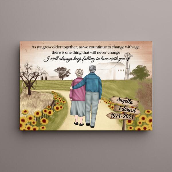 Personalized Canvas, Old Couple On Farm, Wedding Anniversarry Gift For Parents, Valentine Day, Family