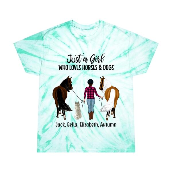 Personalized Shirt, Just a Girl Who Loves Horses and Dogs, Gifts For Horse and Dog Lovers