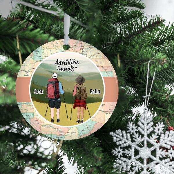 Personalized Ornament, Hiking Partners, Hiking Man,  Hiking Woman, Christmas Gift For Him, Her, Friends, Couple