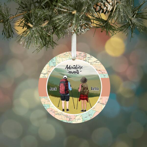 Personalized Ornament, Hiking Partners, Hiking Man,  Hiking Woman, Christmas Gift For Him, Her, Friends, Couple