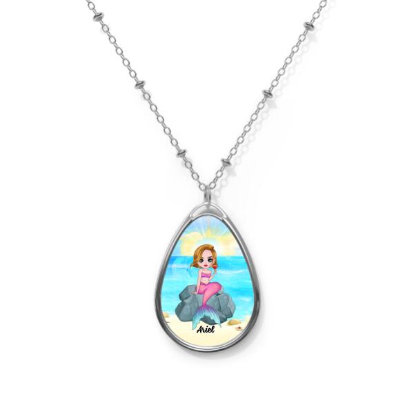 Cute Chibi Mermaid - Personalized Necklace For Her, Mermaid Lovers
