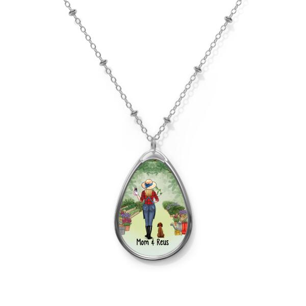 Up To 4 Dogs Girl With Dog - Personalized Necklace For Her, Gardener, Dog Lovers