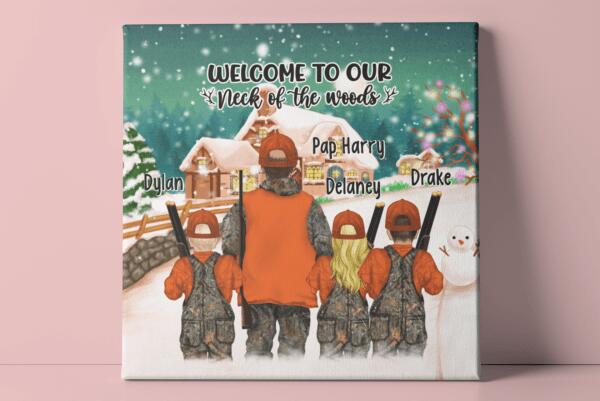 Personalized Canvas, Hunting Lodge Christmas Custom Gift For Family and Friends