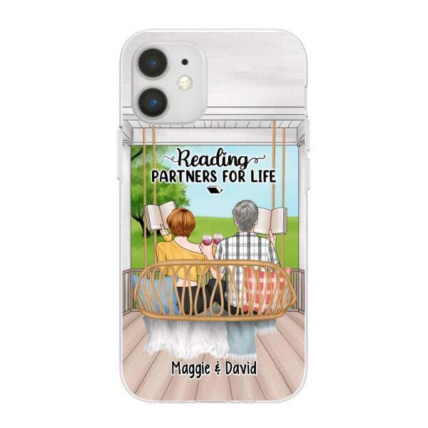 Reading Book On Swing - Personalized Phone Case For Couples, For Friends, Book