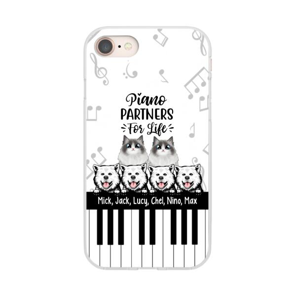 Personalized Phone Case, Up To 6 Pets, Piano Partners For Life, Gift For Pianist And Dog Lovers, Cat Lovers