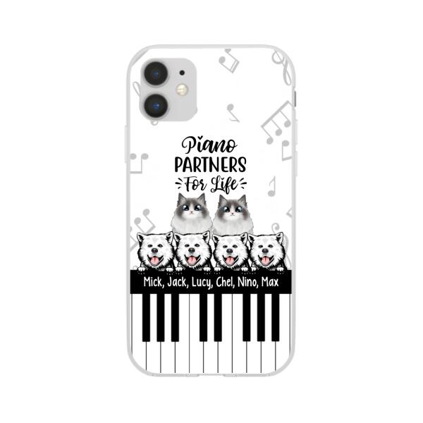 Personalized Phone Case, Up To 6 Pets, Piano Partners For Life, Gift For Pianist And Dog Lovers, Cat Lovers