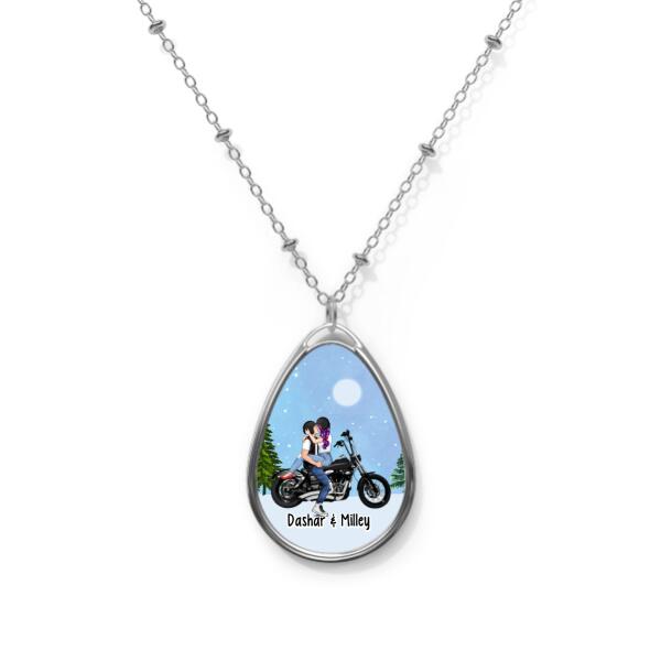 Kissing Motorcycle Couple - Personalized Necklace For Him, For Her, Motorcycle Lovers
