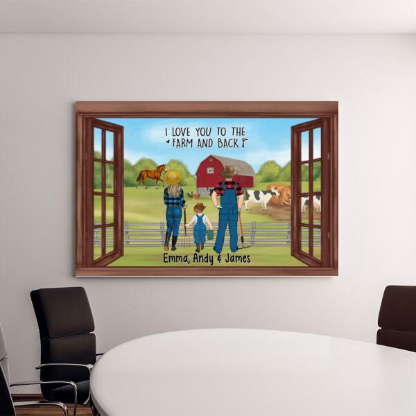 Farming Couple With Kids - Personalized Canvas For The Family, Her, Him, Farmer
