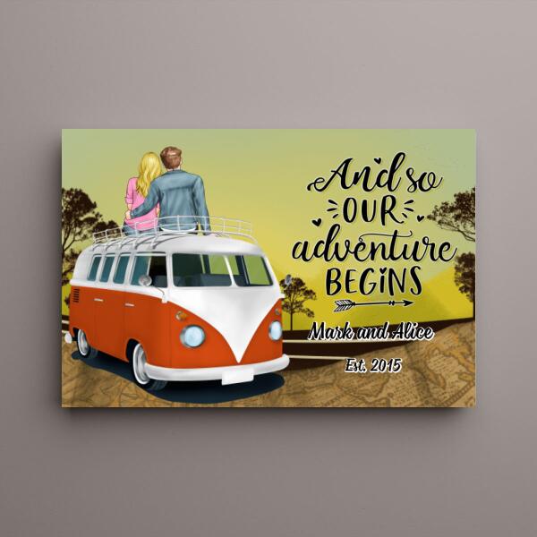 And So Our Adventure Begins - Personalized Canvas For Couples, Camping, Anniversary