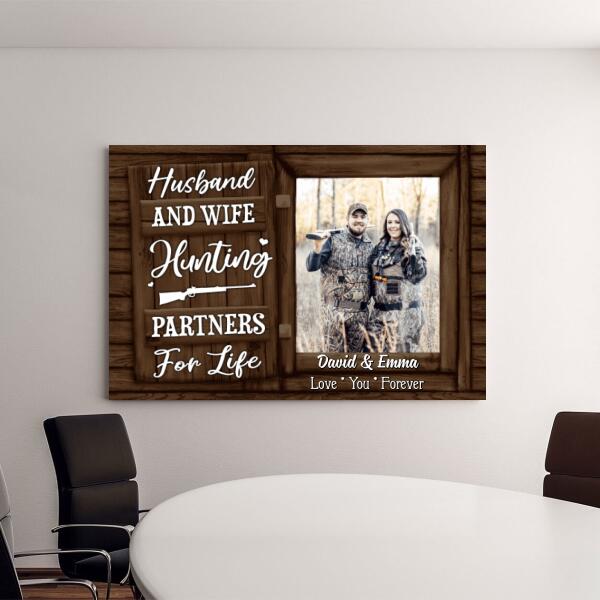 Hunting Partners for Life - Personalized Photo Upload Gifts Custom Hunting Canvas for Couples, Hunting Lovers