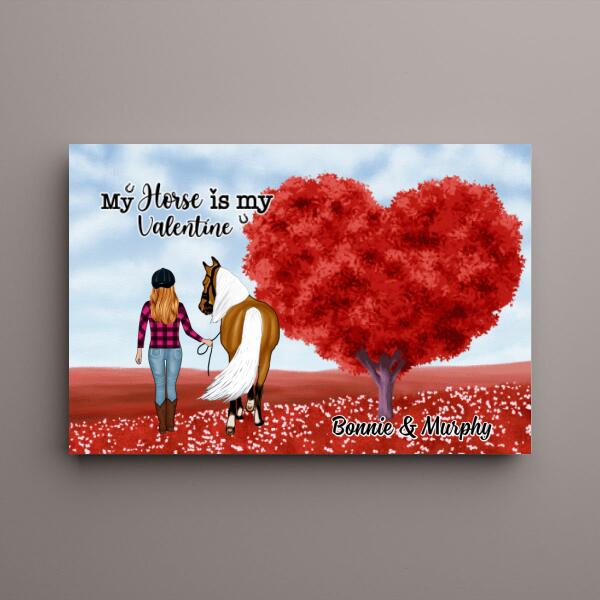 My Horse Is My Valentine - Personalized Canvas For Her, Horse Lovers, Valentine's Day