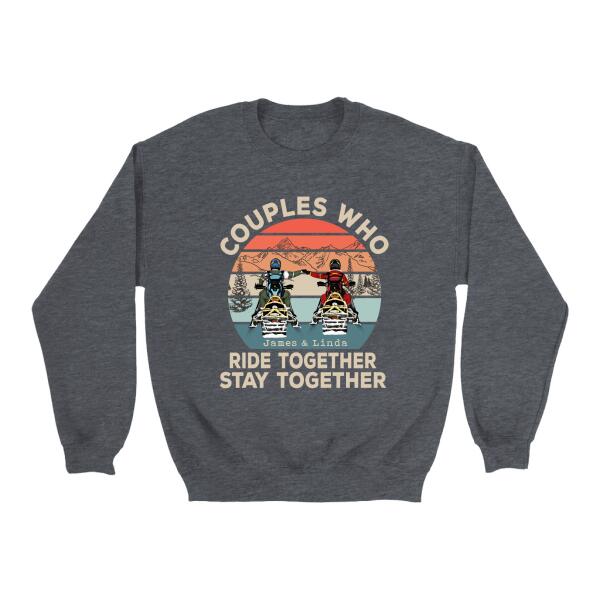 Happiness Is Riding With You - Personalized Shirt For Couples, For Him, For Her, Snowmobiling