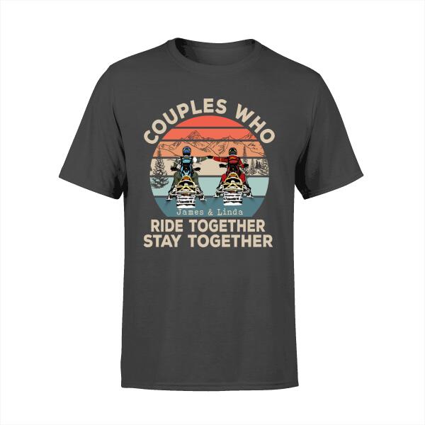 Happiness Is Riding With You - Personalized Shirt For Couples, For Him, For Her, Snowmobiling