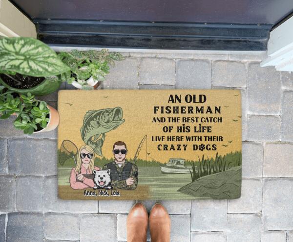 An Old Fisherman and the Best Catch of His Life - Personalized Gifts Custom Fishing Doormat for Couples, Fishing Lovers
