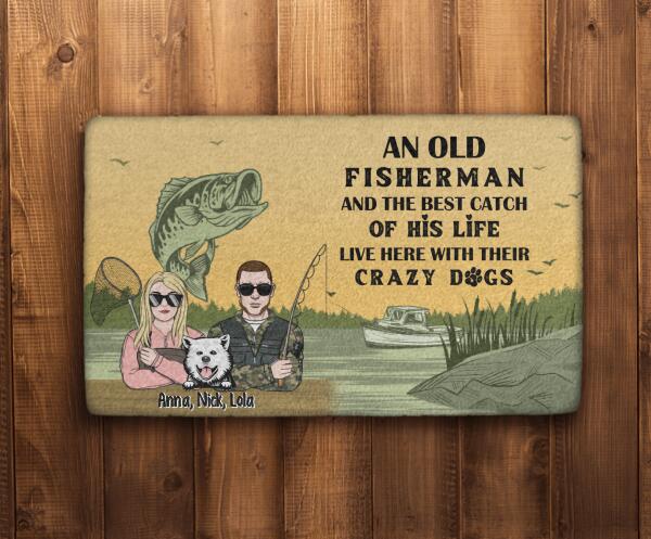 An Old Fisherman and the Best Catch of His Life - Personalized Gifts Custom Fishing Doormat for Couples, Fishing Lovers