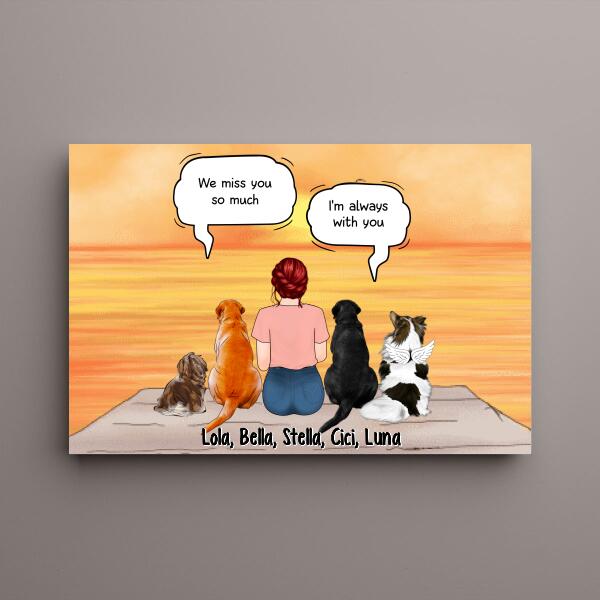 Up to 4 Dogs in Conversation with Dog Mom - Personalized Gifts Custom Memorial Canvas for Dog Mom, Memorial Gifts