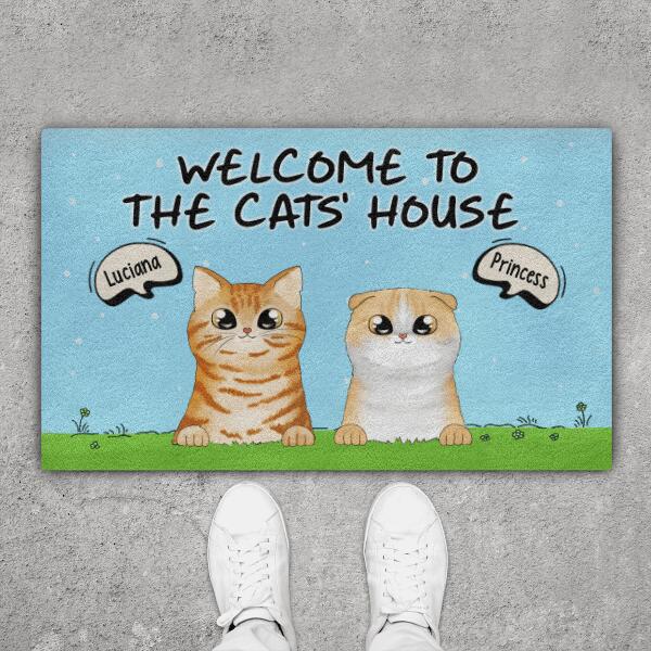 Welcome To The Cats' House - Personalized Doormat For Him, Her, Cat Lovers