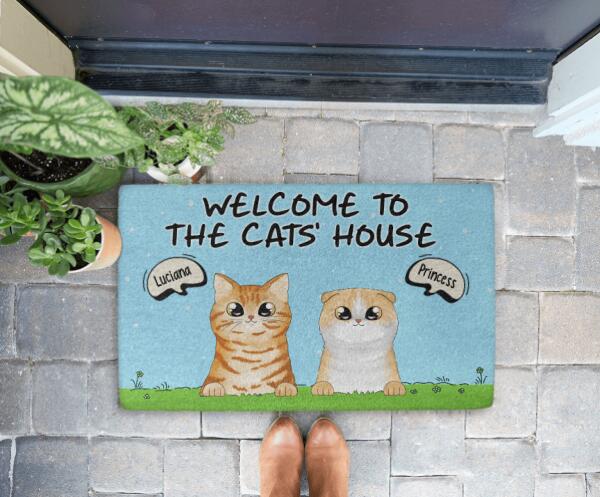 Welcome To The Cats' House - Personalized Doormat For Him, Her, Cat Lovers
