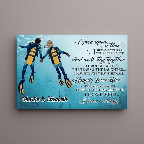 Love You Forever And Always - Personalized Canvas For Couples, Him, Her, Scuba Diving