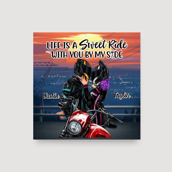 Life Is A Sweet Ride - Personalized Canvas For Couples, Him, Her, Motorcycle Lovers