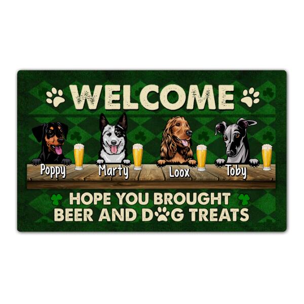 Hope You Brought Beer And Dog Treats - Dog Lover Personalized Gifts Custom Doormat For Family