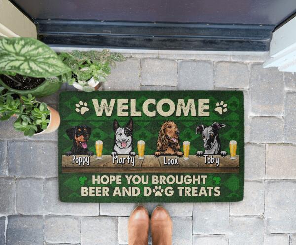 Hope You Brought Beer And Dog Treats - Dog Lover Personalized Gifts Custom Doormat For Family