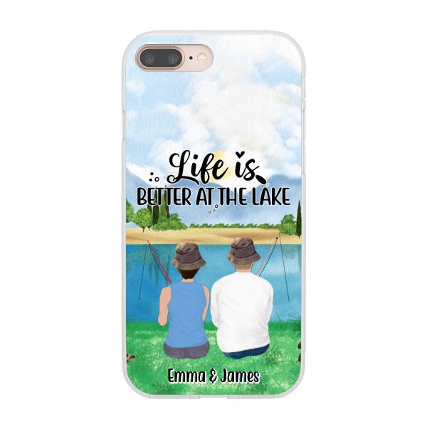 Life Is Better At The Lake - Personalized Phone Case For Couples, Friends, Fishing