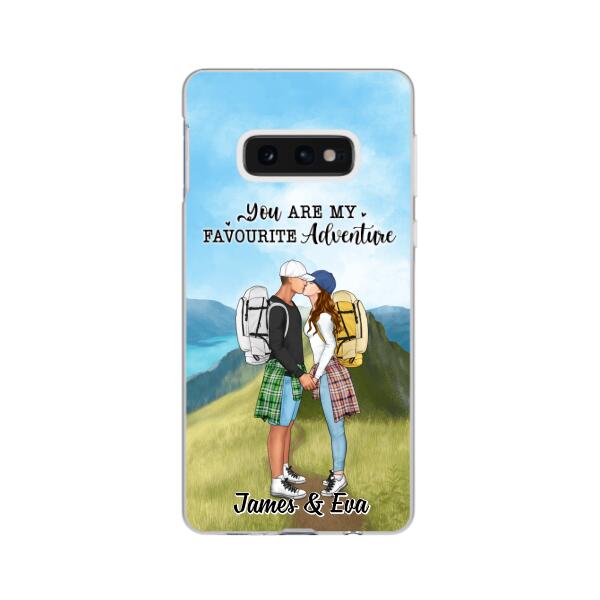 Kissing Hiking Couple - Personalized Phone Case For Her, Him