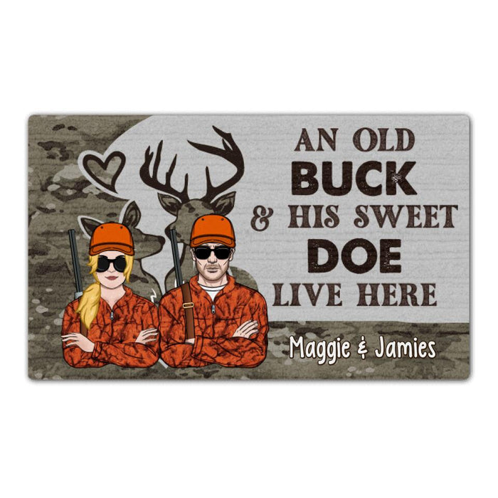 An Old Buck and His Sweet Doe - Personalized Gifts Custom Hunting Doormat for Couples, Hunting Lovers