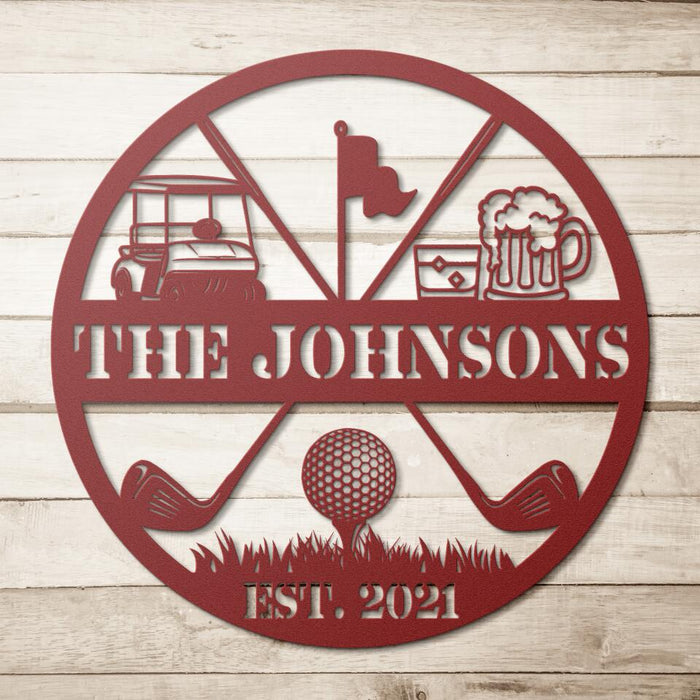 Golf Decor, Golfer Family Sign, Golfer Gift - Personalized Metal Sign For Golf Lovers