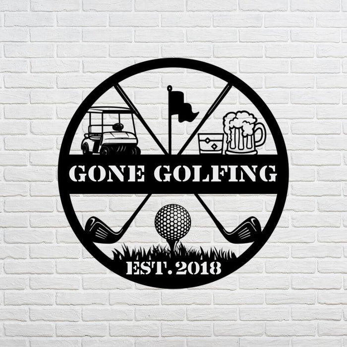 Golf Decor, Golfer Family Sign, Golfer Gift - Personalized Metal Sign For Golf Lovers