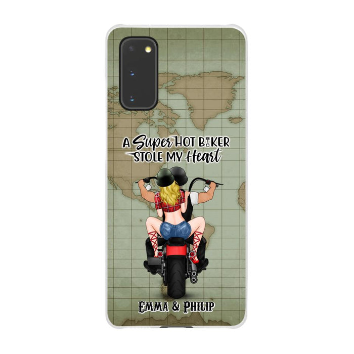A Super Hot Biker Stole My Heart - Personalized Phone Case For Couples, Motorcycle Lovers