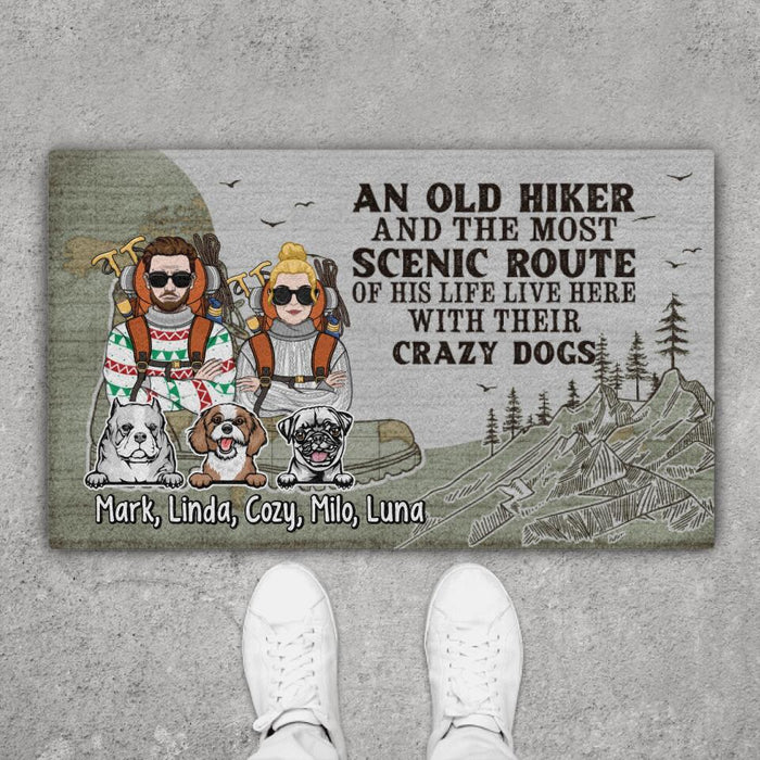 An Old Hike and the Most Scenic Route - Personalized Gifts Custom Dog Doormat for Couples, Dog Lovers, Family Gifts