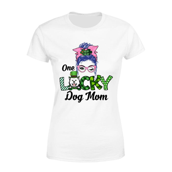 One Lucky Dog Mom - Personalized Gifts Custom Dog Shirt for Dog Mom, Dog Lovers