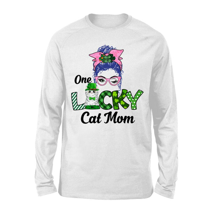 One Lucky Cat Mom - Personalized Gifts Custom Cat Shirt for Cat Mom, Cat Lovers