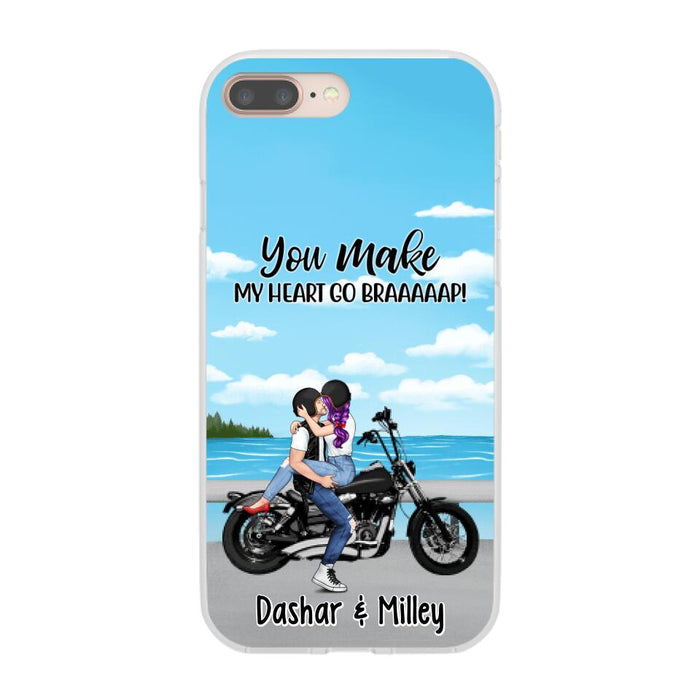 Kissing Motorcycle Couple - Personalized Phone Case For Him, For Her, Motorcycle Lovers