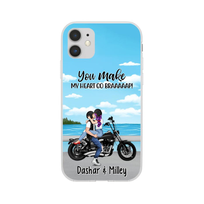 Kissing Motorcycle Couple - Personalized Phone Case For Him, For Her, Motorcycle Lovers