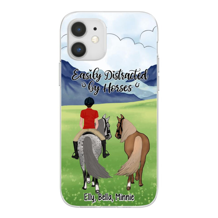 Easily Distracted By Horses - Personalized Phone Case For Him, Her, Horse Lovers