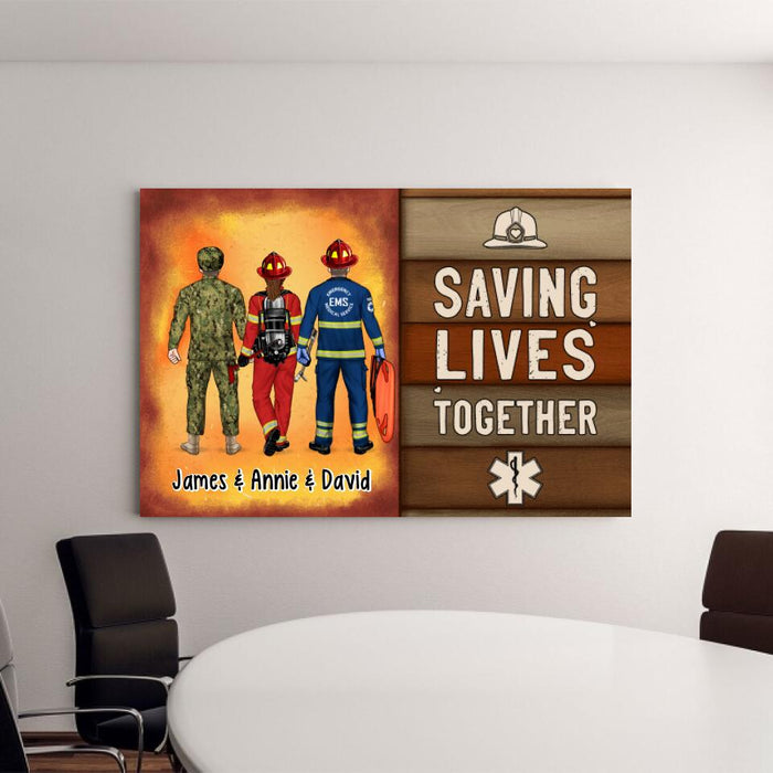 It's A Beautiful Day To Save Lives - Personalized Canvas Firefighter, EMS, Police Officer, Military, Nurse