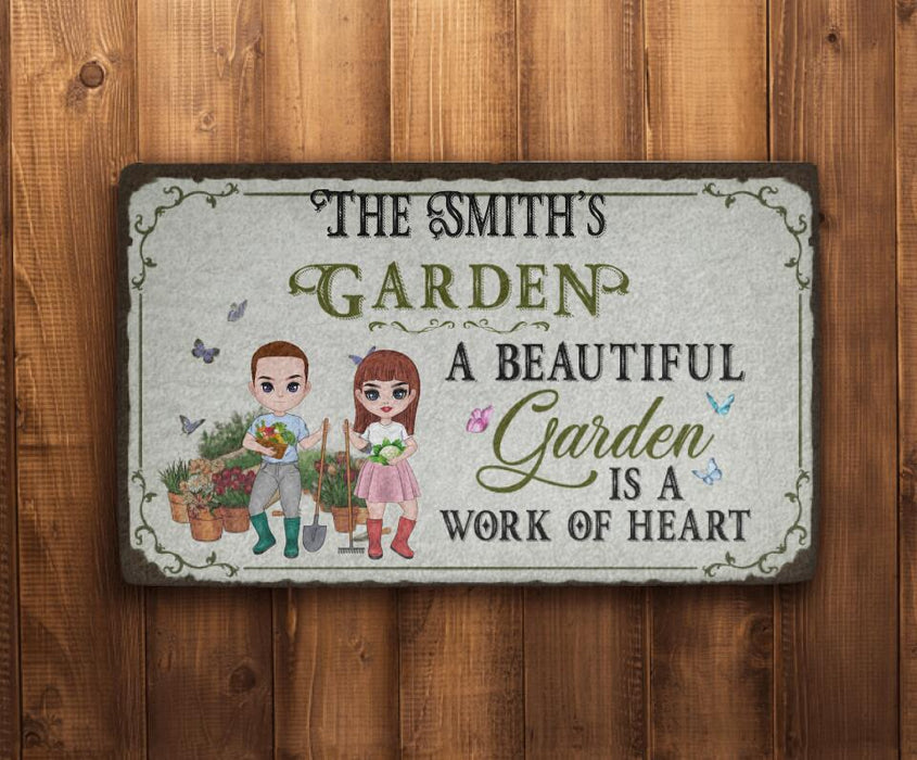 A Beautiful Garden Is A Work Of Heart - Personalized Doormat For Couples, Her, Him, Gardener