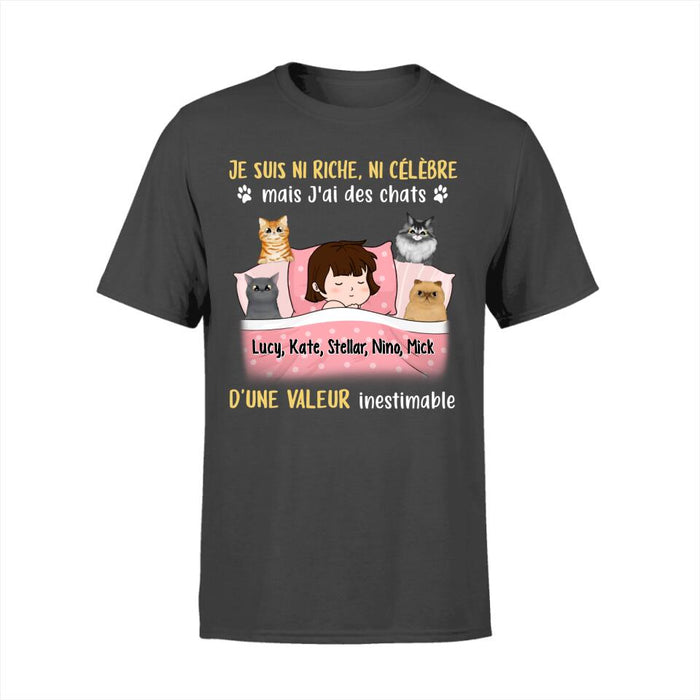 Je Suis Ni Riche Ni Célèbre Mais J'ai Des Chats - Personalized Shirt For Him, Her, Cat Lovers