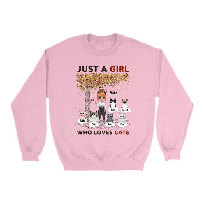 Just a Girl Who Loves Cats - Personalized Gifts Custom Cat Shirt for Cat Mom, Cat Lovers