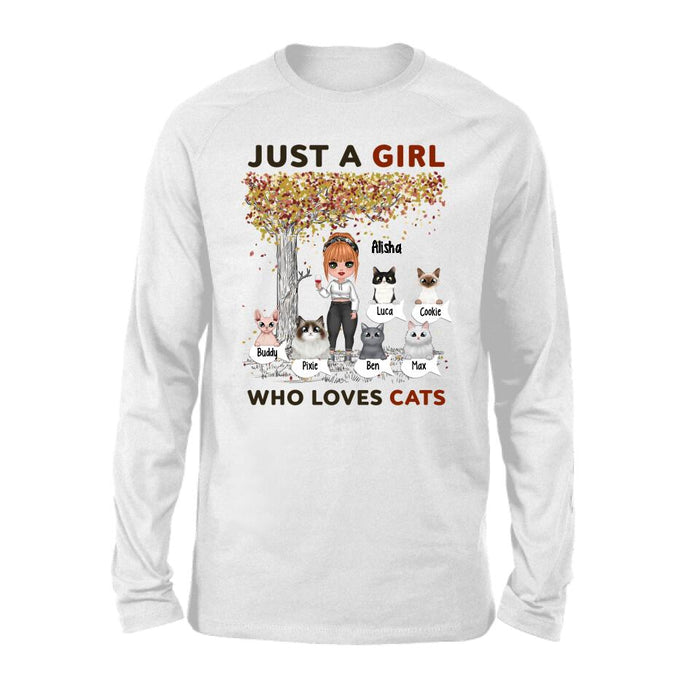 Just a Girl Who Loves Cats - Personalized Gifts Custom Cat Shirt for Cat Mom, Cat Lovers