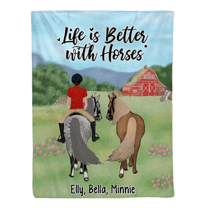 Life Is Better With Horses - Personalized Blanket For Him, Her, Horse Lovers