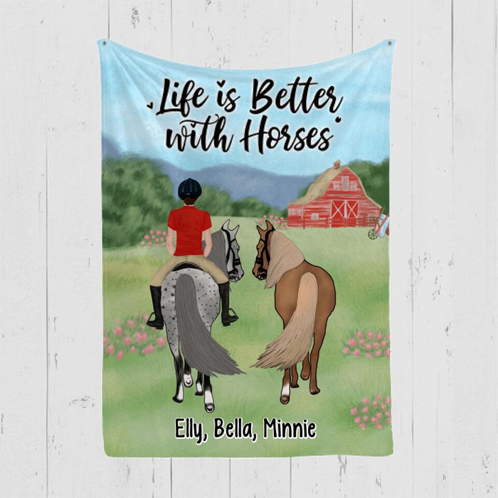 Life Is Better With Horses - Personalized Blanket For Him, Her, Horse Lovers