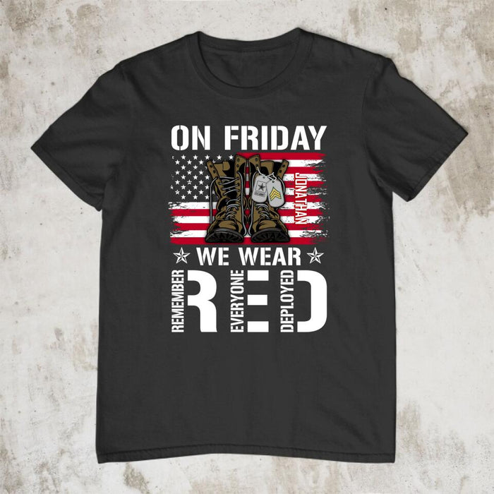 On Friday We Wear Red - Personalized Shirt For Her, Him, Military