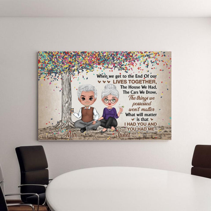 Chibi Old Couple When We Get To The End Of Our Lives - Personalized Canvas For Couples, Him, Her